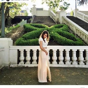 Pink Pleated Maxi Skirt